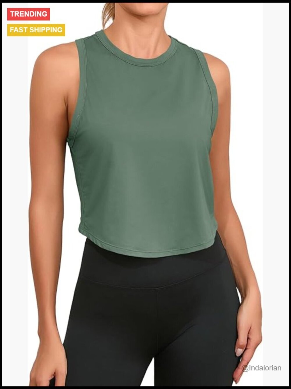 Womens Cropped Tank Top Racerback Sleeveless Crewneck Running Yoga Active Shirt